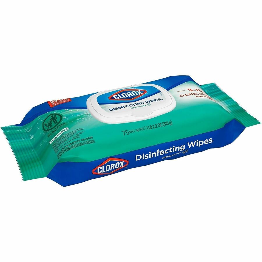 Image of Clorox 31430 Disinfecting Cleaning Wipes Flex Pack, Fresh, White, 75/Pack, 1 Each