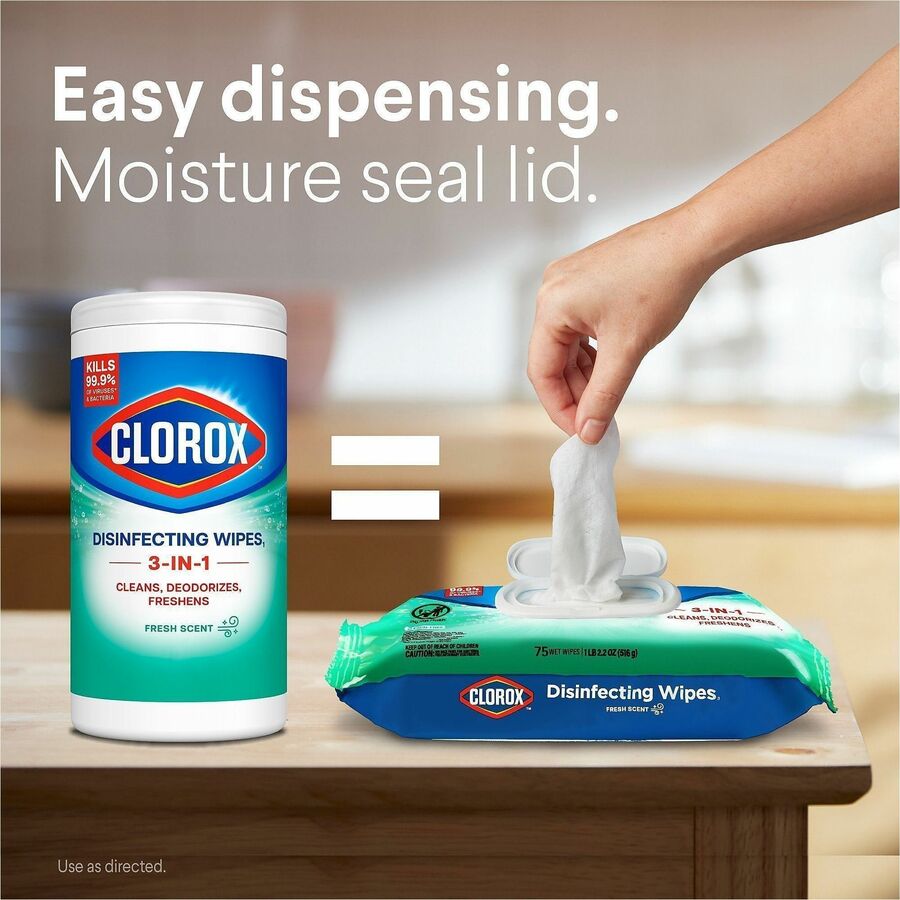 Image of Clorox 31430 Disinfecting Cleaning Wipes Flex Pack, Fresh, White, 75/Pack, 1 Each