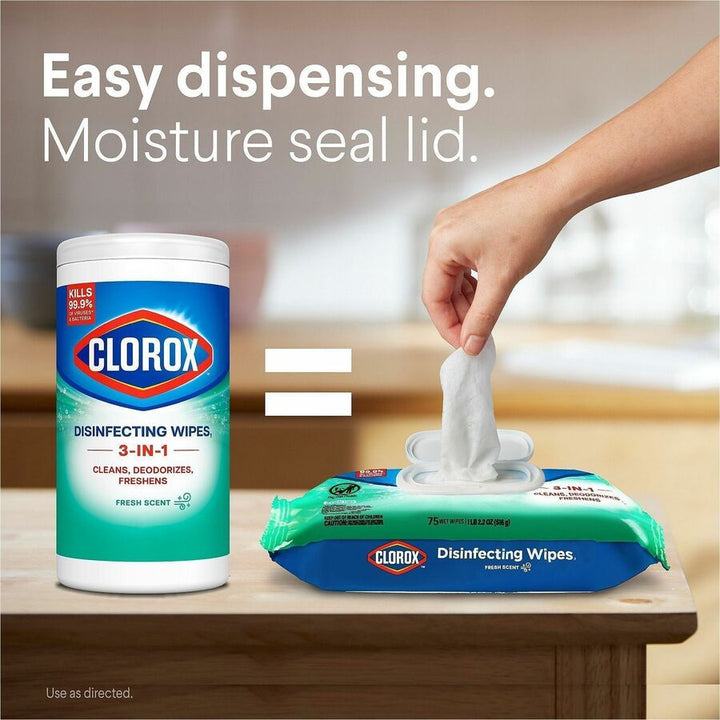 Image of Clorox 31430 Disinfecting Cleaning Wipes Flex Pack, Fresh, White, 75/Pack, 1 Each