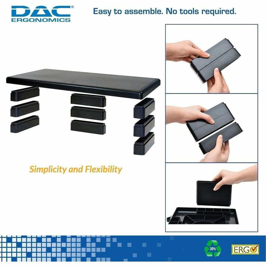 Image of Data Accessories Company Monitor Stand,Ultra-wide,66 lb Cap,22"x10-1/2"x4-4/5",BK