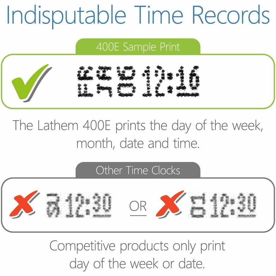 Image of Lathem® Time 400e Top-Feed Time Clock Bundle, Digital Display, White