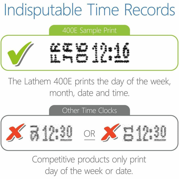 Image of Lathem® Time 400e Top-Feed Time Clock Bundle, Digital Display, White