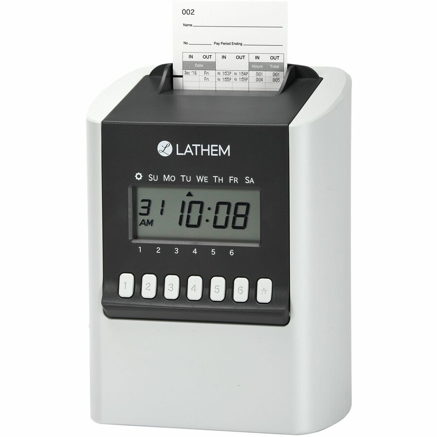 Image of Lathem® Time 700e Calculating Time Clock, Digital Display, White