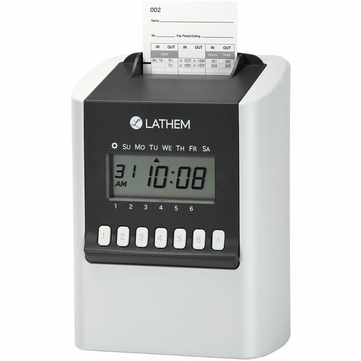 Image of Lathem® Time 700e Calculating Time Clock, Digital Display, White