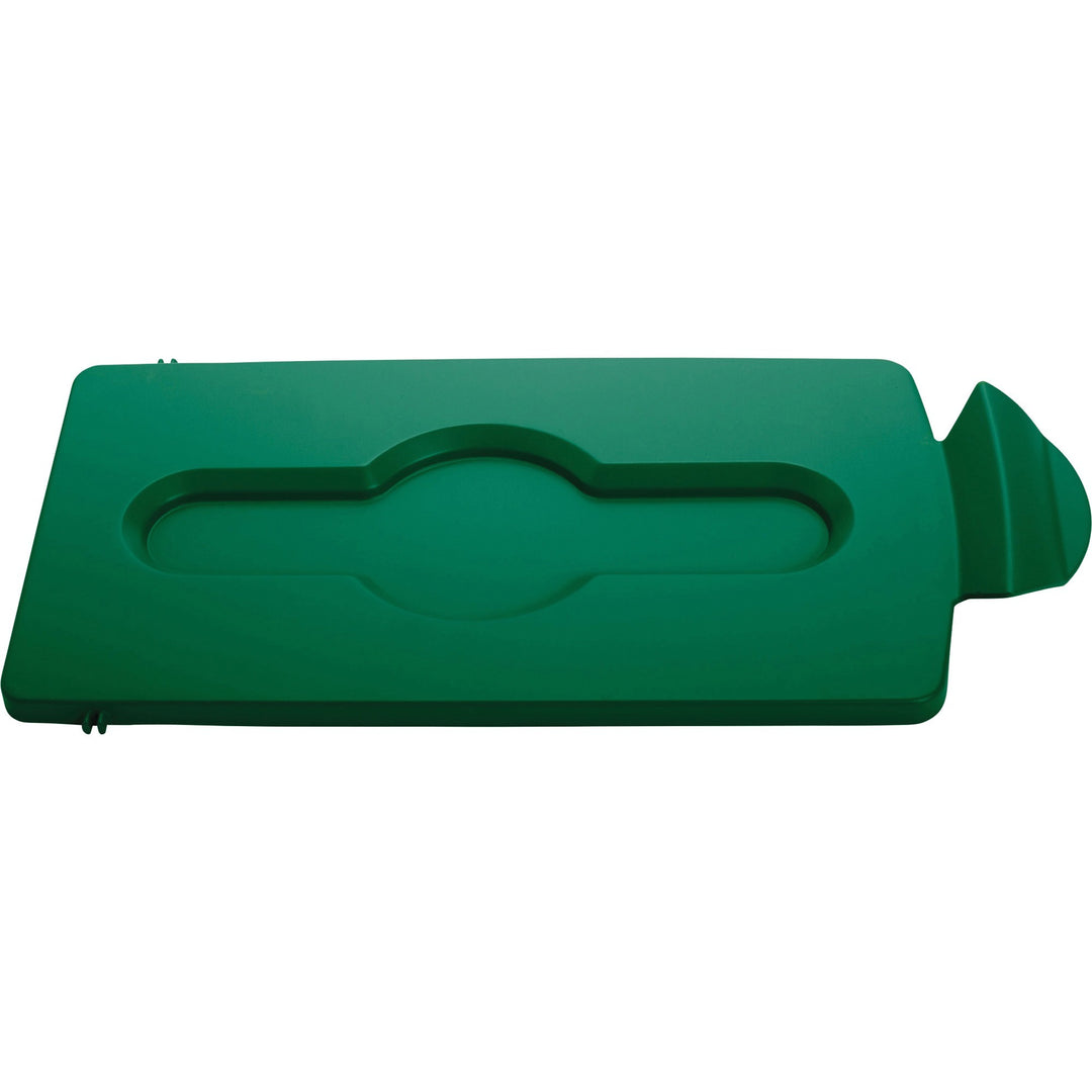 Image of Rubbermaid® Commercial Slim Jim Single Stream Recycling Top for Slim Jim Containers, 8w x 16.5d x 0.5h, Green