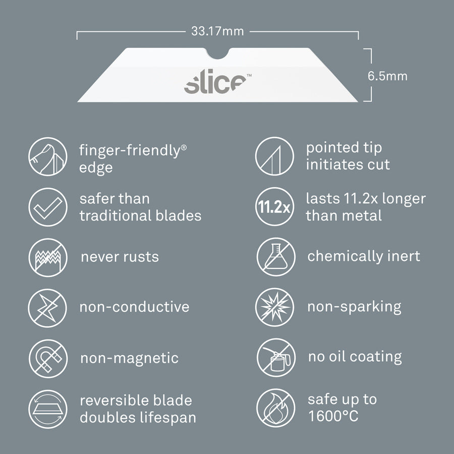 Image of slice® Ceramic Blades,Pointed Tip,Dual,1/20"x1-3/10"x1/4",4/PK,WE
