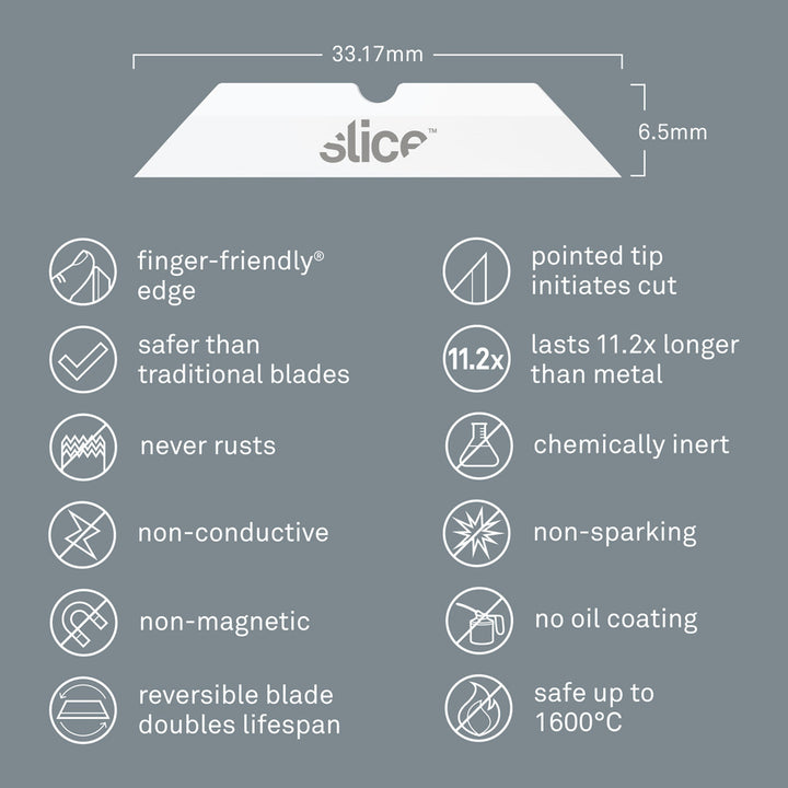 Image of slice® Ceramic Blades,Pointed Tip,Dual,1/20"x1-3/10"x1/4",4/PK,WE