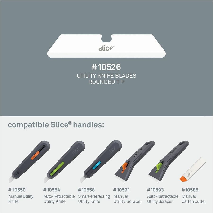 Image of slice® Ceramic Blade, Rounded Tip, 1/2"x2-3/5"x1/10", 3/PK, White