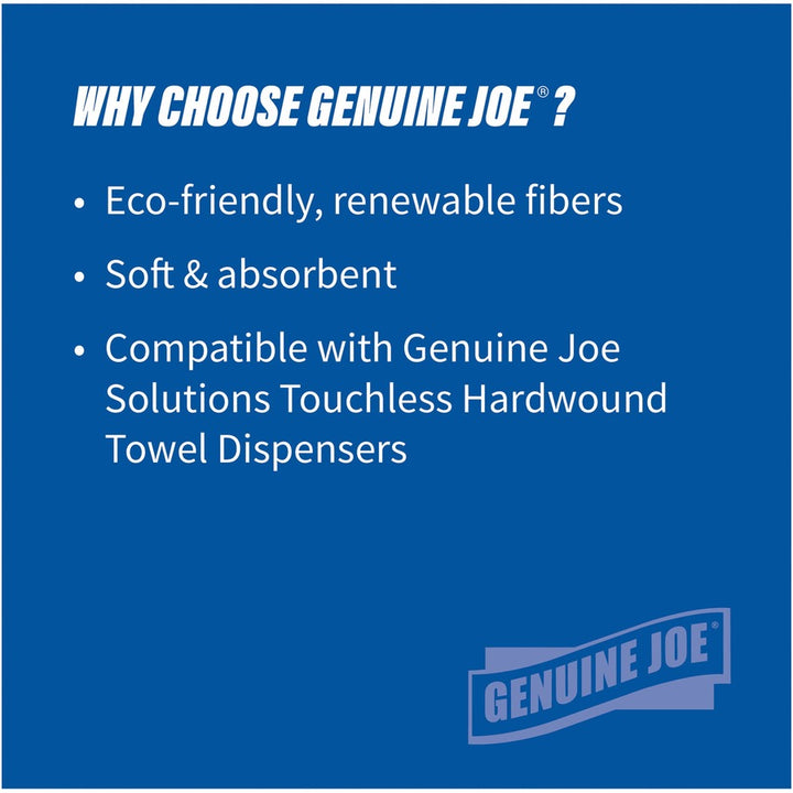 Image of Genuine Joe Hard Wound Roll Towel, 1-Ply, 7"x850', 390/PL, White