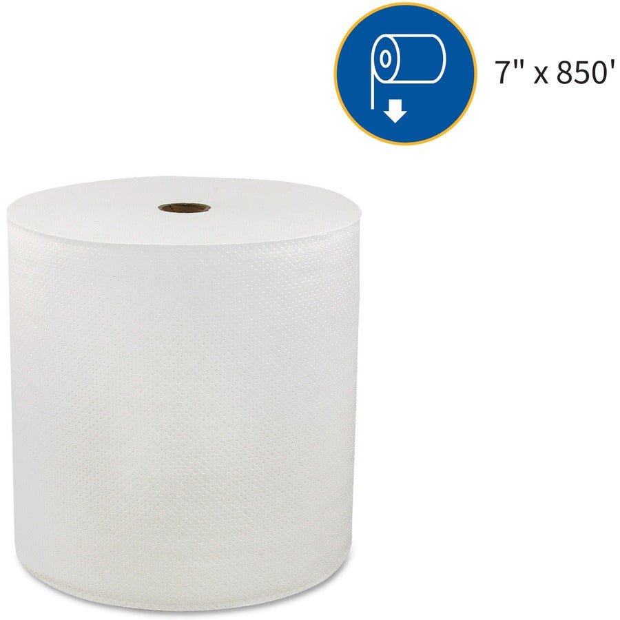 Image of Genuine Joe Hard Wound Roll Towel, 1-Ply, 7"x850', 390/PL, White