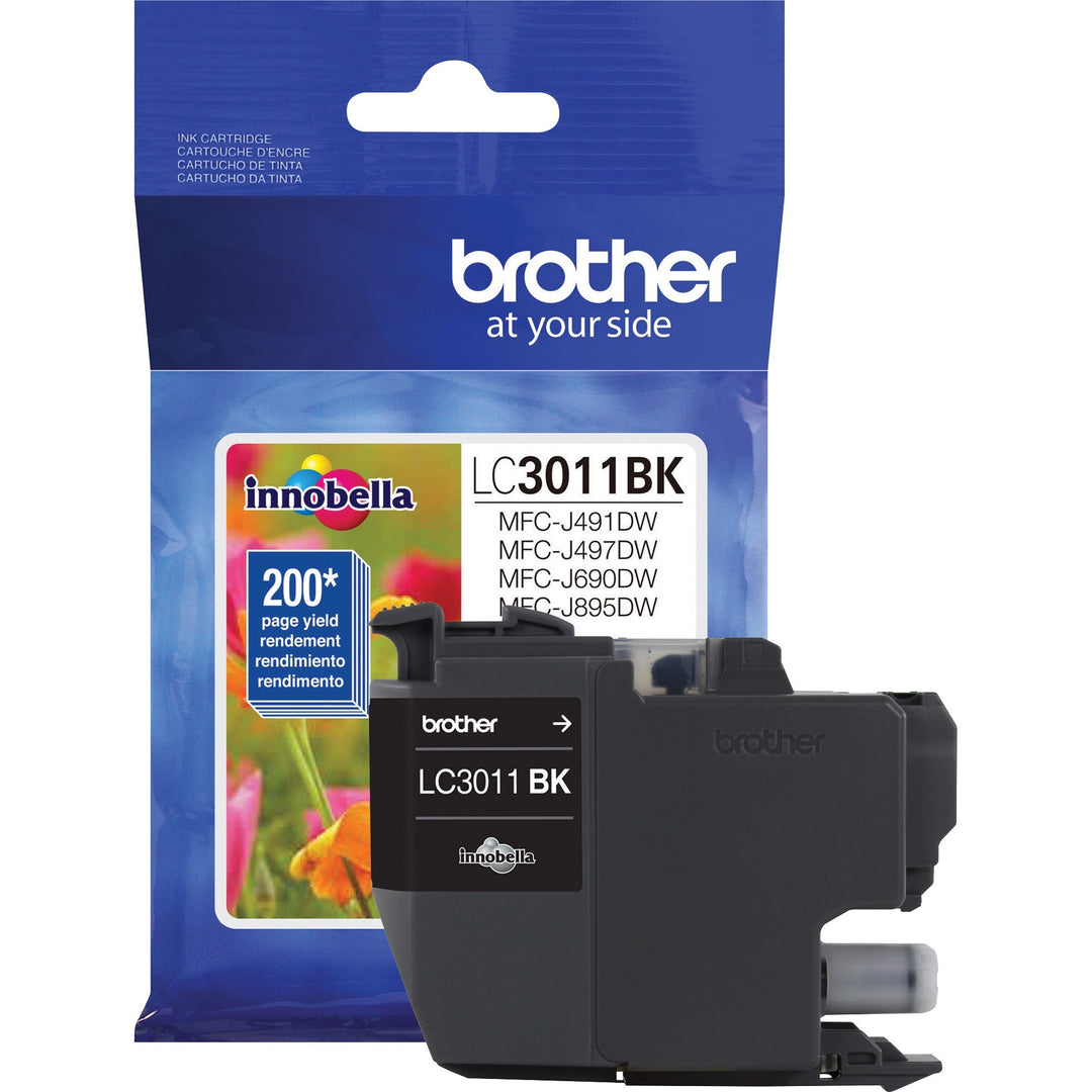 Image of Brother Innobella LC3011BK Standard Yield Black Ink Cartridge (approx. 200 pages), 200 Pages, 1 Each