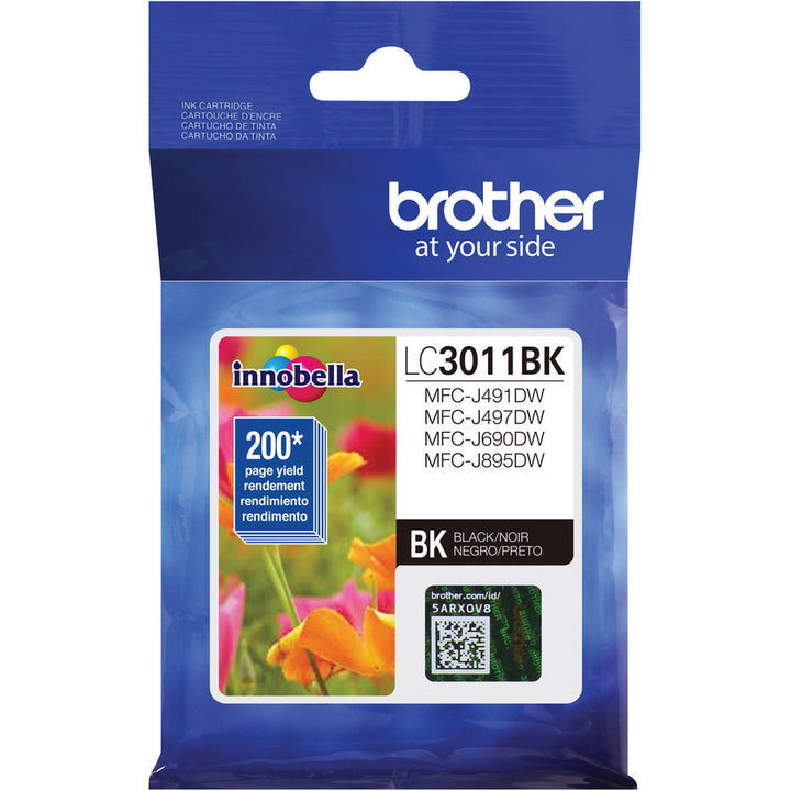 Image of Brother Innobella LC3011BK Standard Yield Black Ink Cartridge (approx. 200 pages), 200 Pages, 1 Each