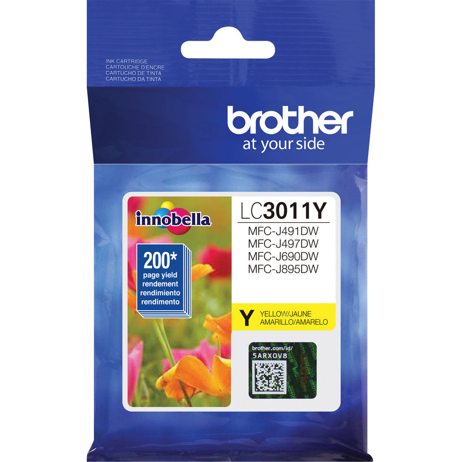 Image of Brother Innobella LC3011Y Standard Yield Yellow Ink Cartridge (approx. 200 pages), 200 Pages, 1 Each