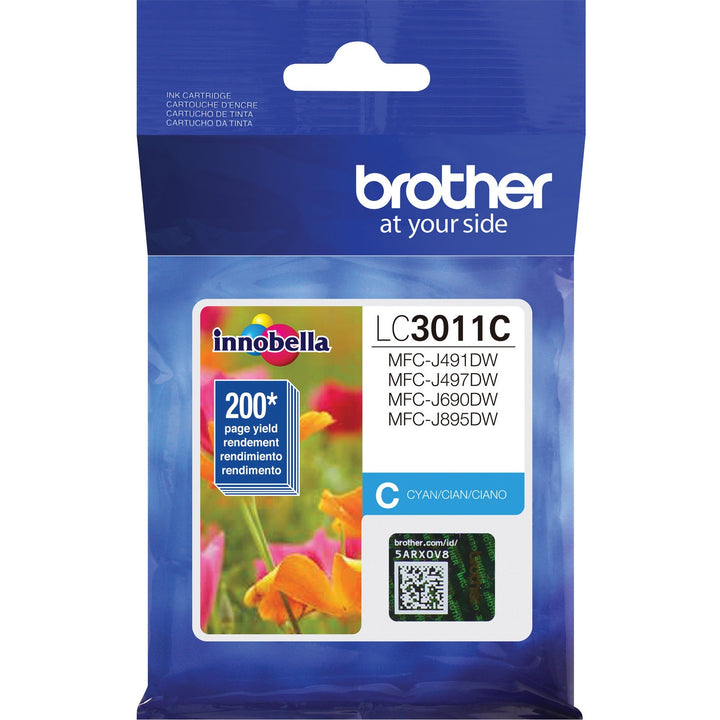 Image of Brother Innobella LC3011C Standard Yield Cyan Ink Cartridge (approx. 200 pages), 200 Pages, 1 Each