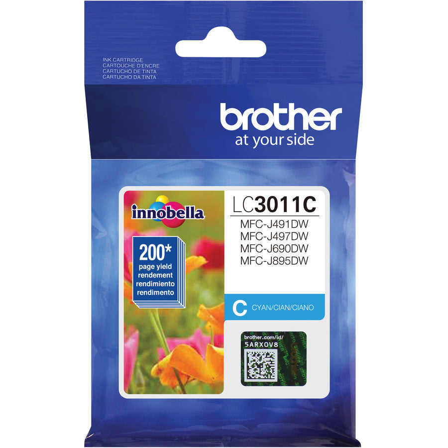 Image of Brother Innobella LC3011C Standard Yield Cyan Ink Cartridge (approx. 200 pages), 200 Pages, 1 Each