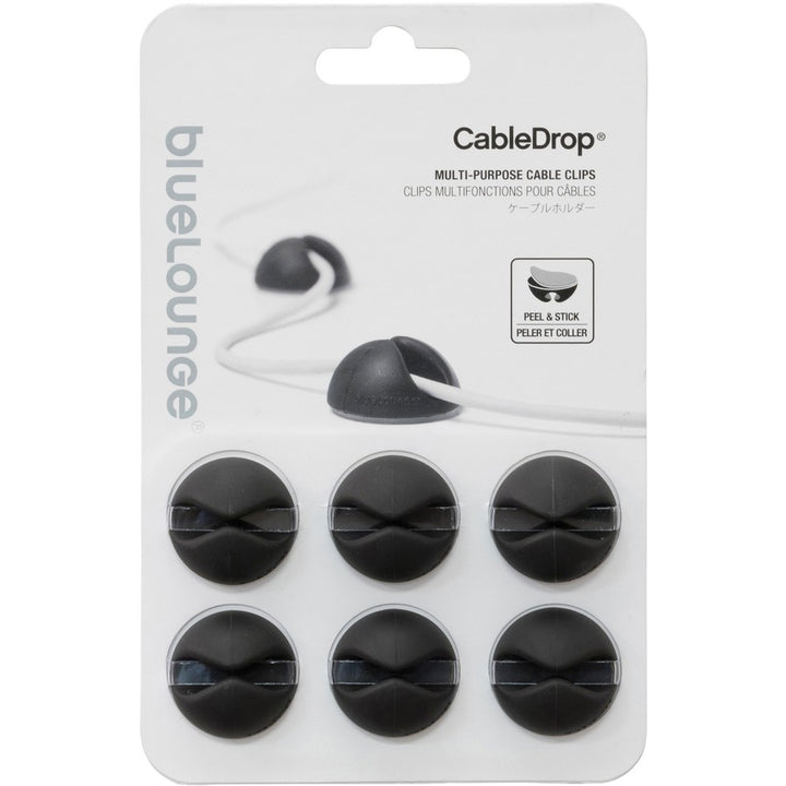 Image of Advantus Cable Clip, CableDrop, 1-1/10"Wx1-1/10"Lx3/5"H, 6/PK, Black