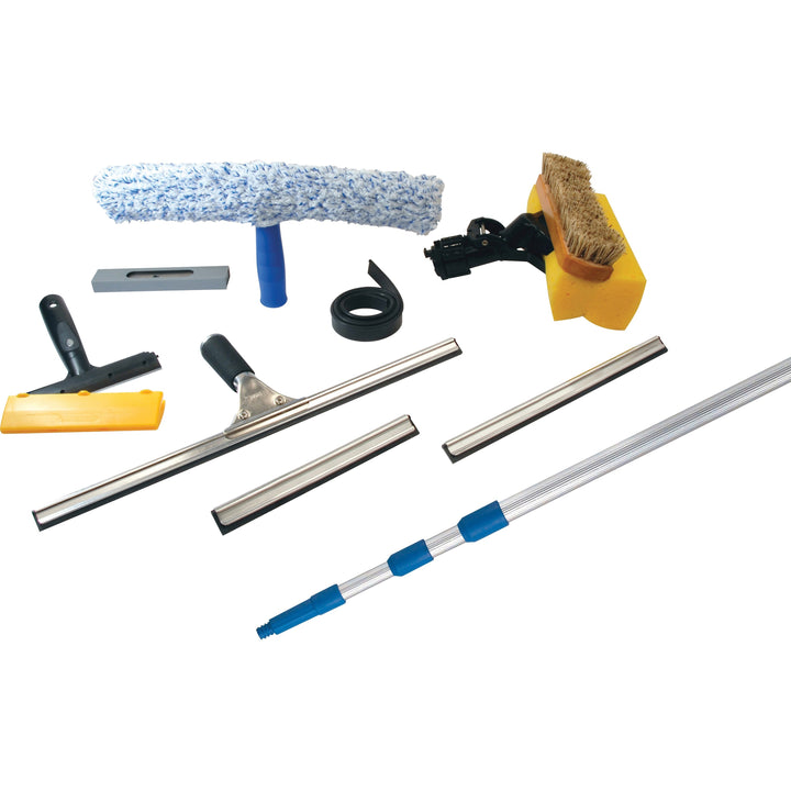 Image of Ettore Products Window Cleaning Kit, 10-1/4"Wx2-3/4"Lx55"H, Blue/Silver
