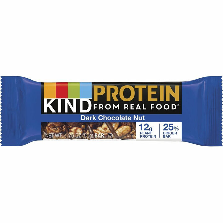 Image of KIND 26036 Dark Chocolate Nut Protein Bars, Trans Fat Free, Low Sodium, Gluten-free, Individually Wrapped, Dark Chocolate Nut, 1.76 oz, 12 / Box