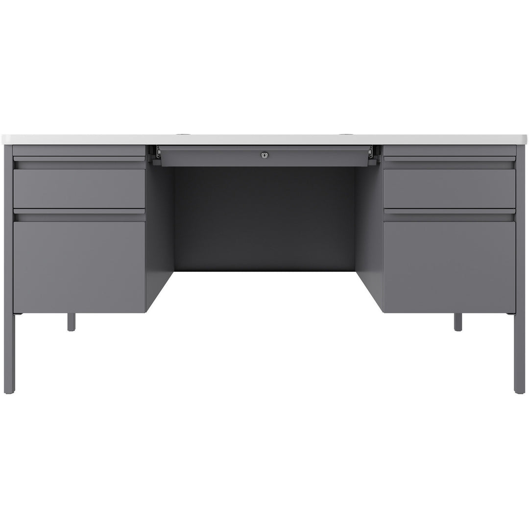 Image of Lorell Desk, Double-Pedestal, 60"x30"x29-1/2", White/Platinum