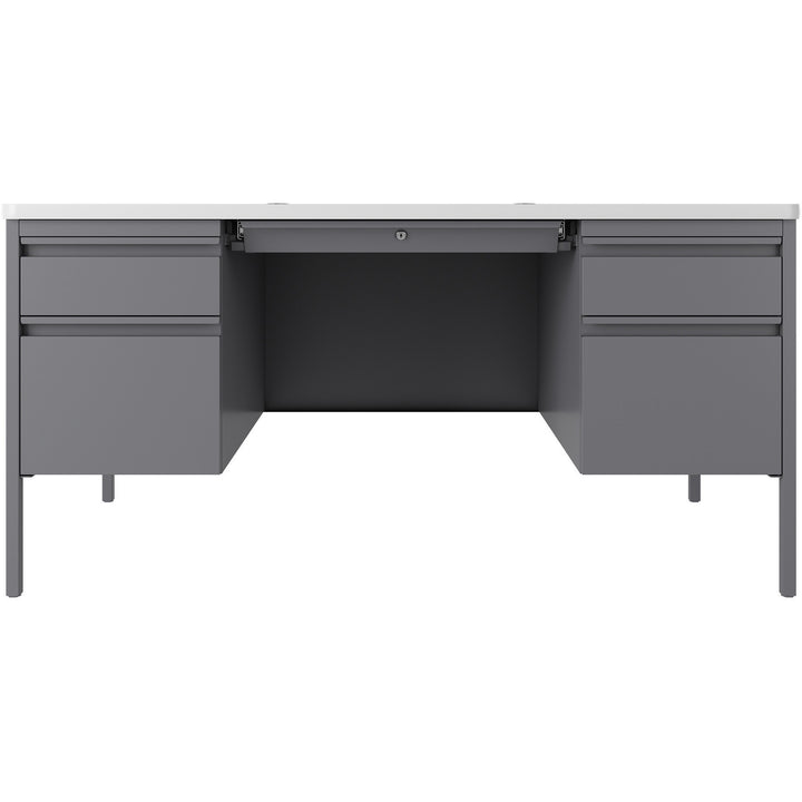 Image of Lorell Desk, Double-Pedestal, 60"x30"x29-1/2", White/Platinum