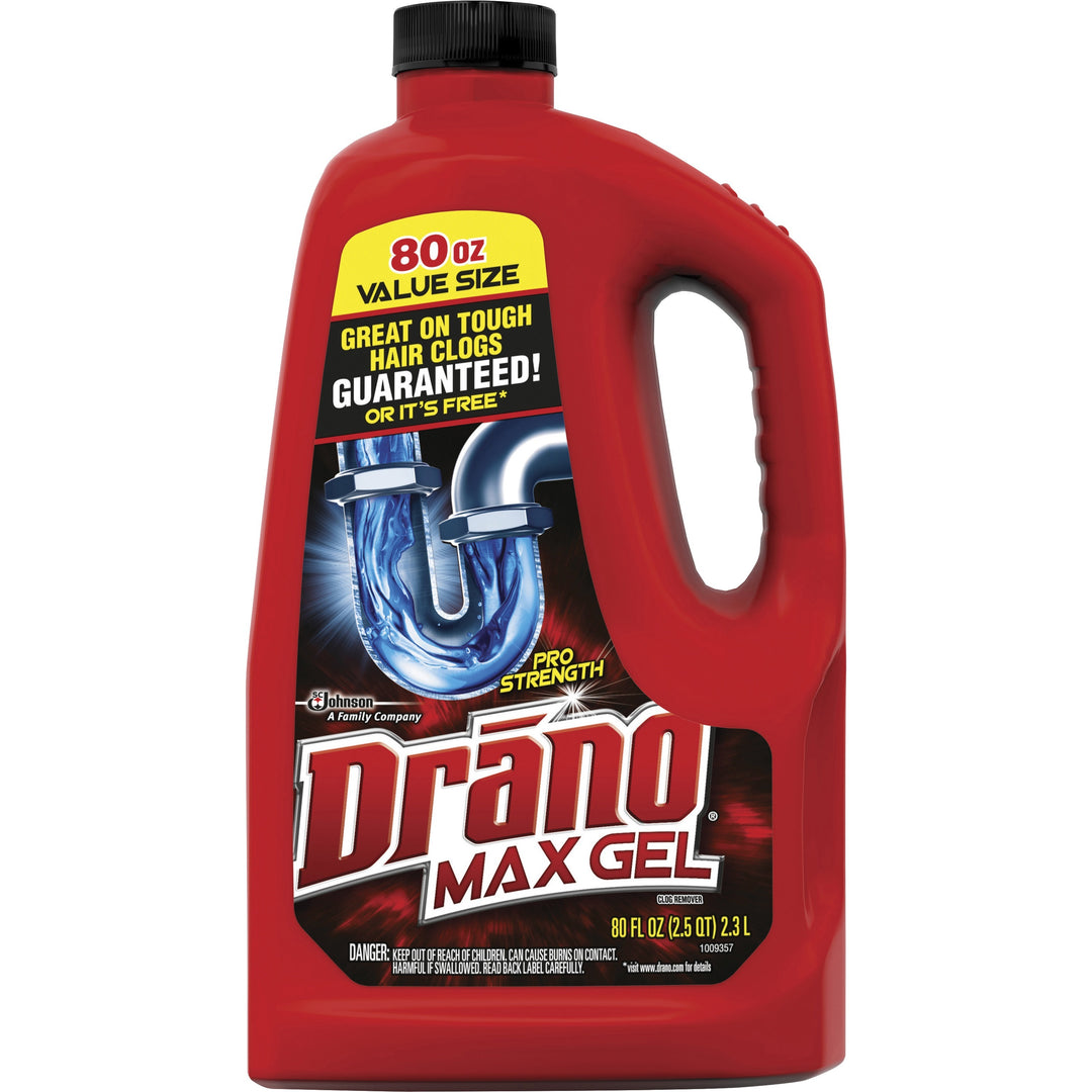 Image of Drano 694772 Max Gel Clog Remover, Ready-To-Use, 80 fl oz (2.5 quart), Yellow, 1 Each
