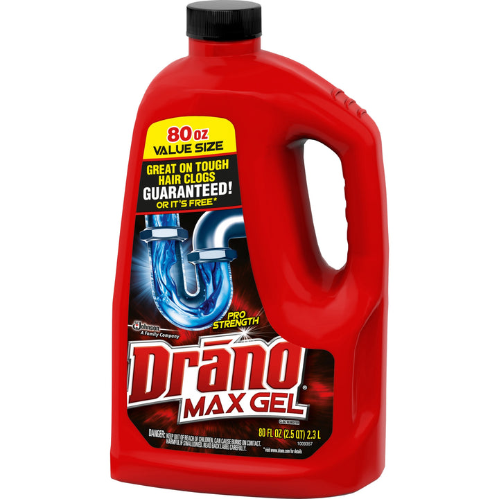 Image of Drano 694772 Max Gel Clog Remover, Ready-To-Use, 80 fl oz (2.5 quart), Yellow, 1 Each