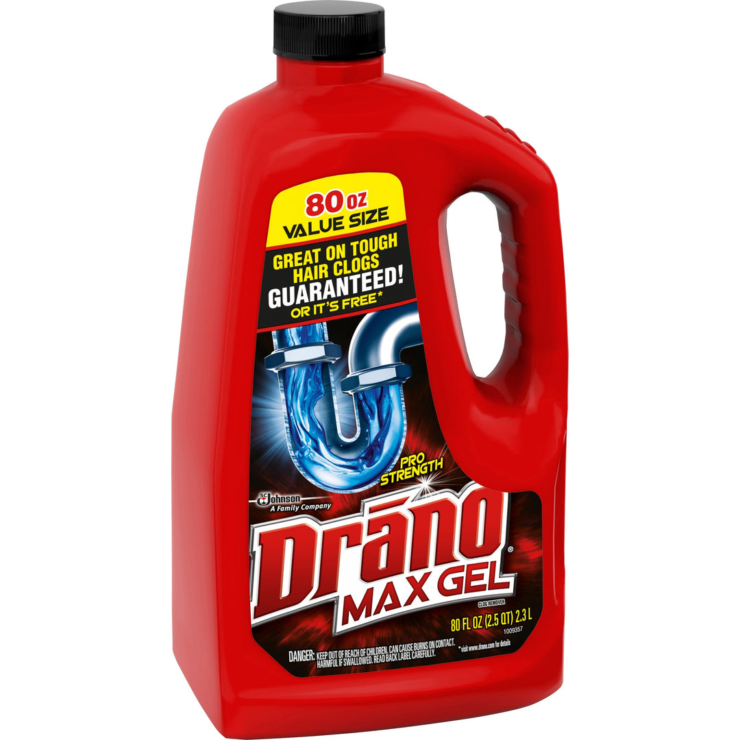 Image of Drano 694772 Max Gel Clog Remover, Ready-To-Use, 80 fl oz (2.5 quart), Yellow, 1 Each