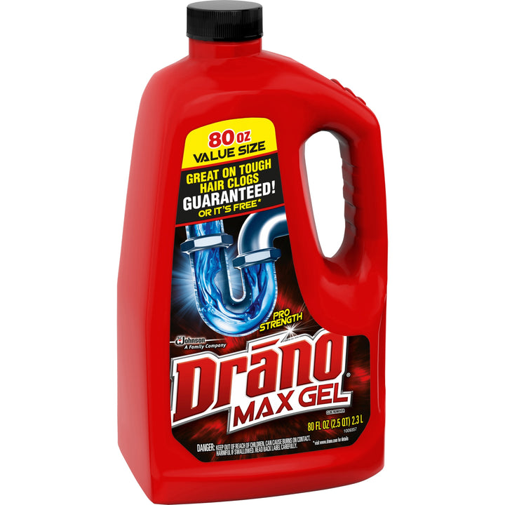 Image of Drano 694772 Max Gel Clog Remover, Ready-To-Use, 80 fl oz (2.5 quart), Yellow, 1 Each