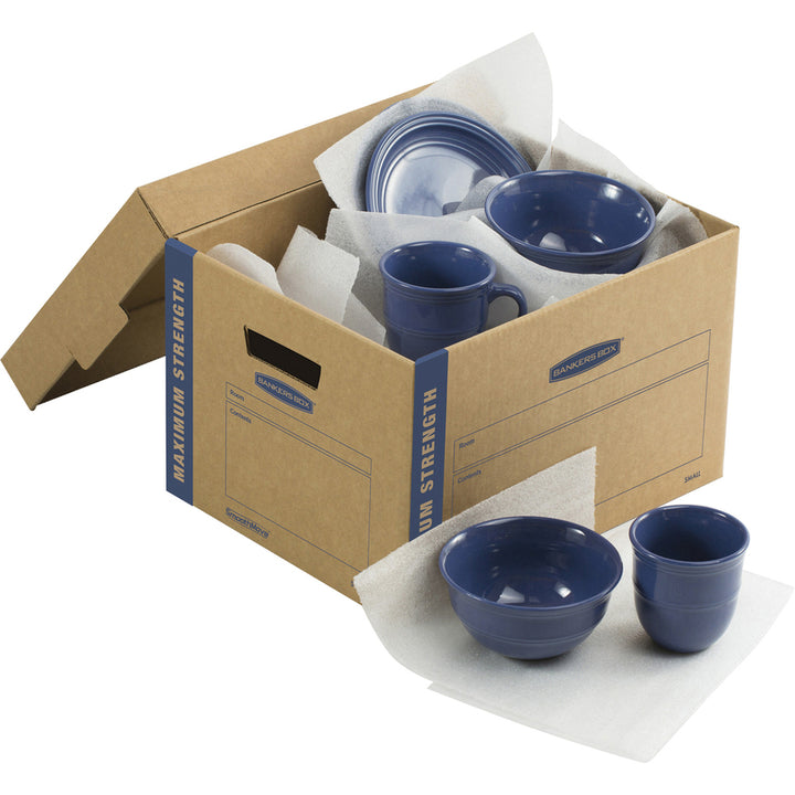Image of Bankers Box® SmoothMove Maximum Strength Moving Boxes, Half Slotted Container (HSC), Small, 15" x 15" x 12", Brown/Blue, 8/Pack