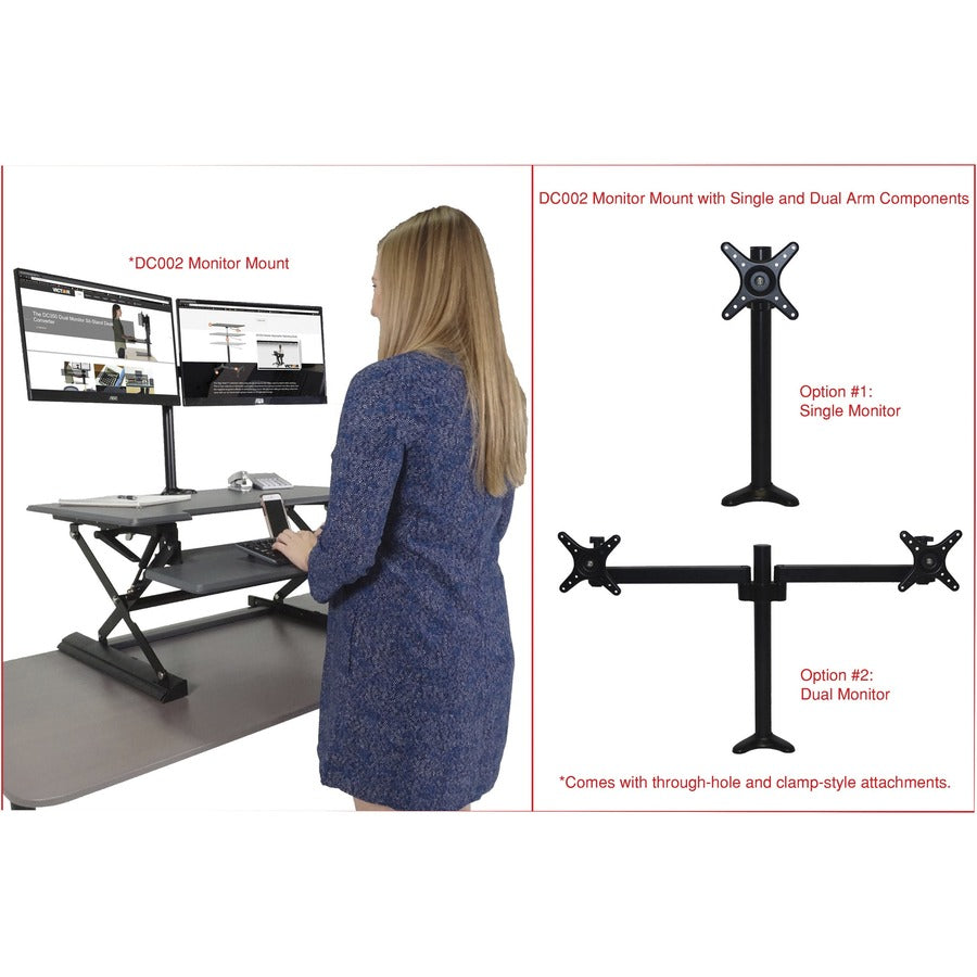 Image of Victor® High Rise Height Adjustable Standing Desk With Keyboard Tray, 31" X 31.25" X 5.25" To 20", Gray/black