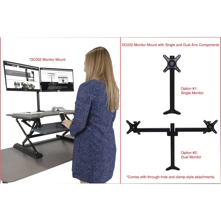 Image of Victor® High Rise Height Adjustable Standing Desk With Keyboard Tray, 31" X 31.25" X 5.25" To 20", Gray/black