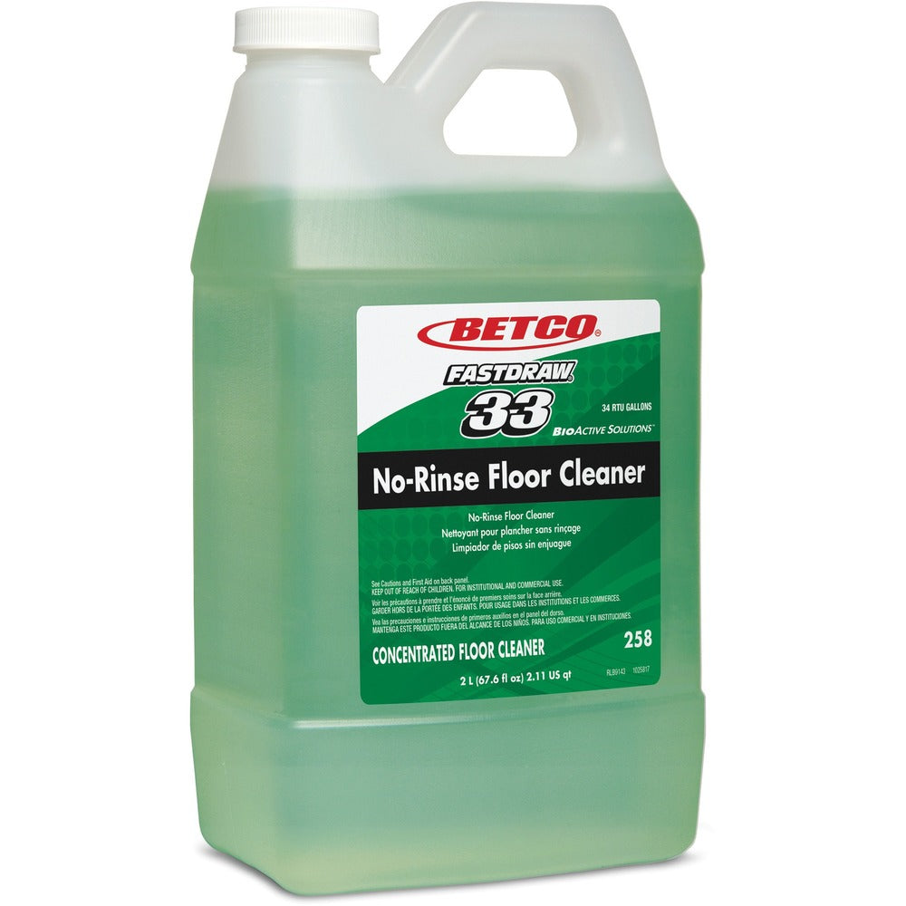 Image of Betco Corporation Floor Cleaner, No-Rinse, FastDraw 33, 2L, 4/CT, Green