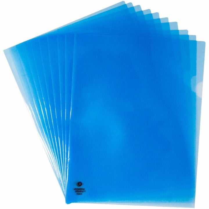 Image of Business Source File Holders, Poly, Transparent, 11"x8-1/2", 10/PK, Blue