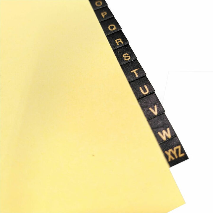 Image of Business Source Black Leather Tab Indexes, A-Z, 8-1/2"x11", 26/ST, Buff