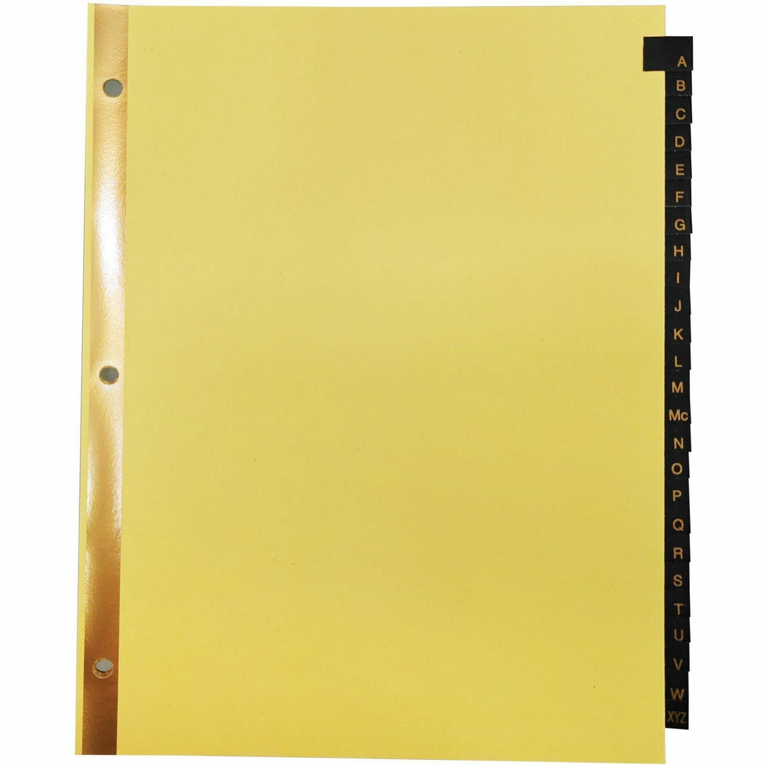 Image of Business Source Black Leather Tab Indexes, A-Z, 8-1/2"x11", 26/ST, Buff