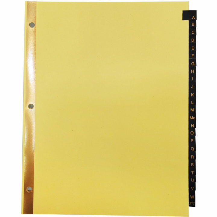 Image of Business Source Black Leather Tab Indexes, A-Z, 8-1/2"x11", 26/ST, Buff