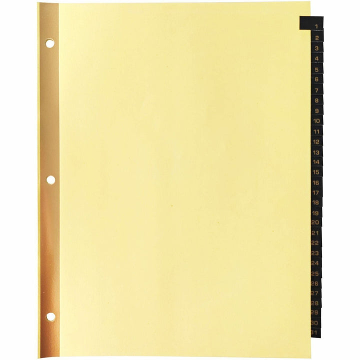 Image of Business Source Tab Indexes,Printed 1-31,Black Lthr,8-1/2"x11",31/ST,Buff