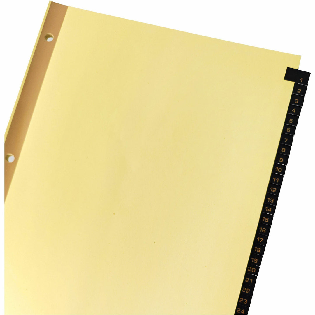 Image of Business Source Tab Indexes,Printed 1-31,Black Lthr,8-1/2"x11",31/ST,Buff