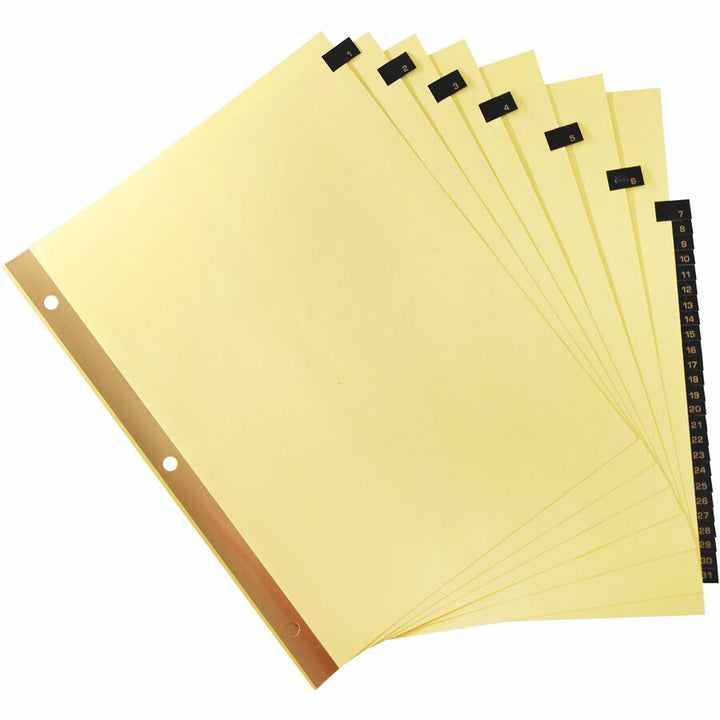 Image of Business Source Tab Indexes,Printed 1-31,Black Lthr,8-1/2"x11",31/ST,Buff