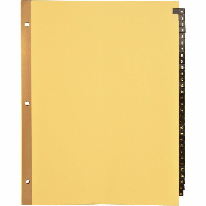 Image of Business Source Tab Indexes,Printed 1-31,Black Lthr,8-1/2"x11",31/ST,Buff