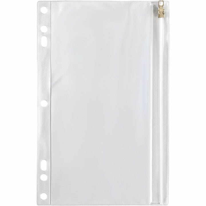 Image of Business Source Ring Binder Pockets,w/Zipper,Plastic,7HP,9-1/2"x6",24/BX,CL