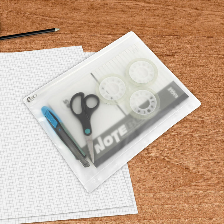 Image of Business Source Ring Binder Pockets,w/Zipper,Plastic,7HP,10"x8",24/BX,Clear