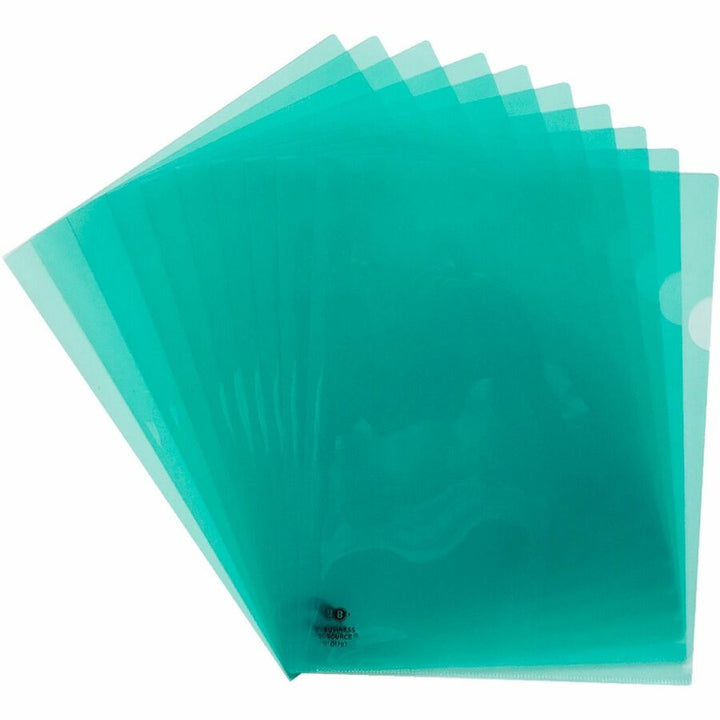 Image of Business Source File Holders, Poly, Transparent, 11"x8-1/2", 10/PK, Green
