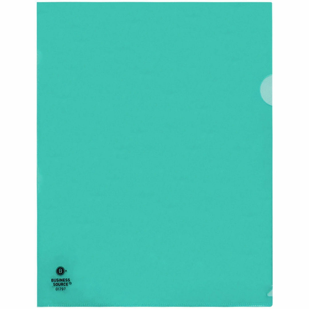 Image of Business Source File Holders, Poly, Transparent, 11"x8-1/2", 10/PK, Green