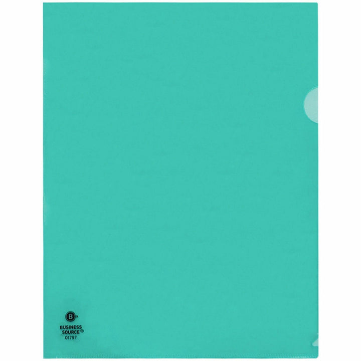 Image of Business Source File Holders, Poly, Transparent, 11"x8-1/2", 10/PK, Green