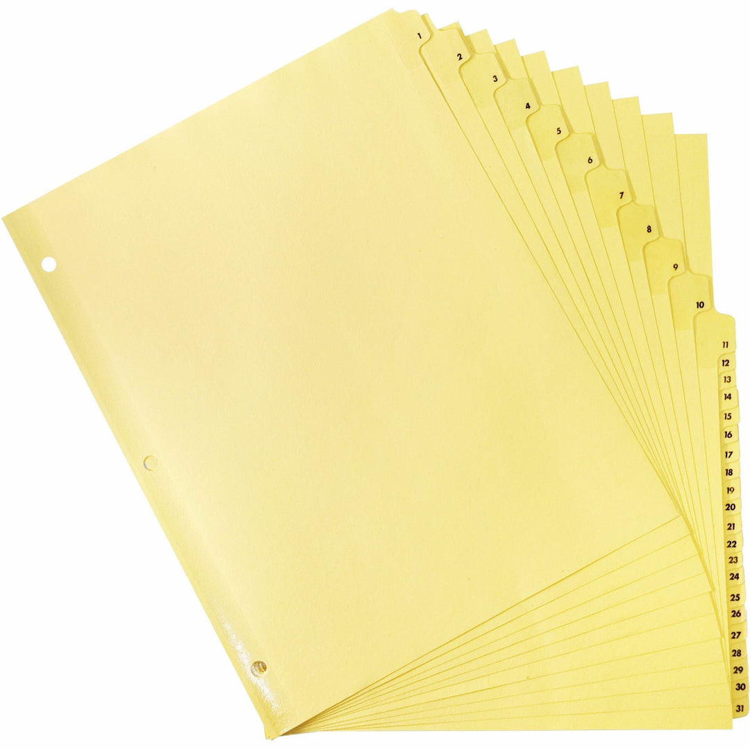 Image of Business Source Indexes,Plastic Tabs,Printed 1-31,3HP,8-1/2"x11",31/ST,Buff