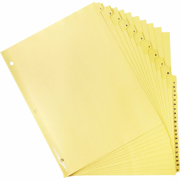 Image of Business Source Indexes,Plastic Tabs,Printed 1-31,3HP,8-1/2"x11",31/ST,Buff