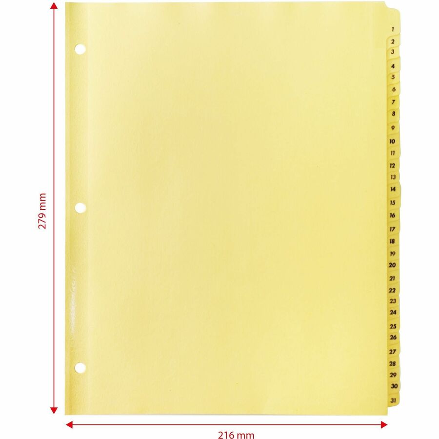 Image of Business Source Indexes,Plastic Tabs,Printed 1-31,3HP,8-1/2"x11",31/ST,Buff