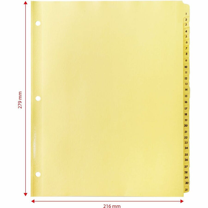 Image of Business Source Indexes,Plastic Tabs,Printed 1-31,3HP,8-1/2"x11",31/ST,Buff