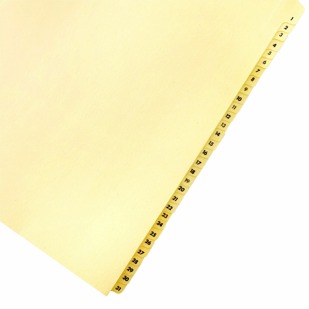 Image of Business Source Indexes,Plastic Tabs,Printed 1-31,3HP,8-1/2"x11",31/ST,Buff